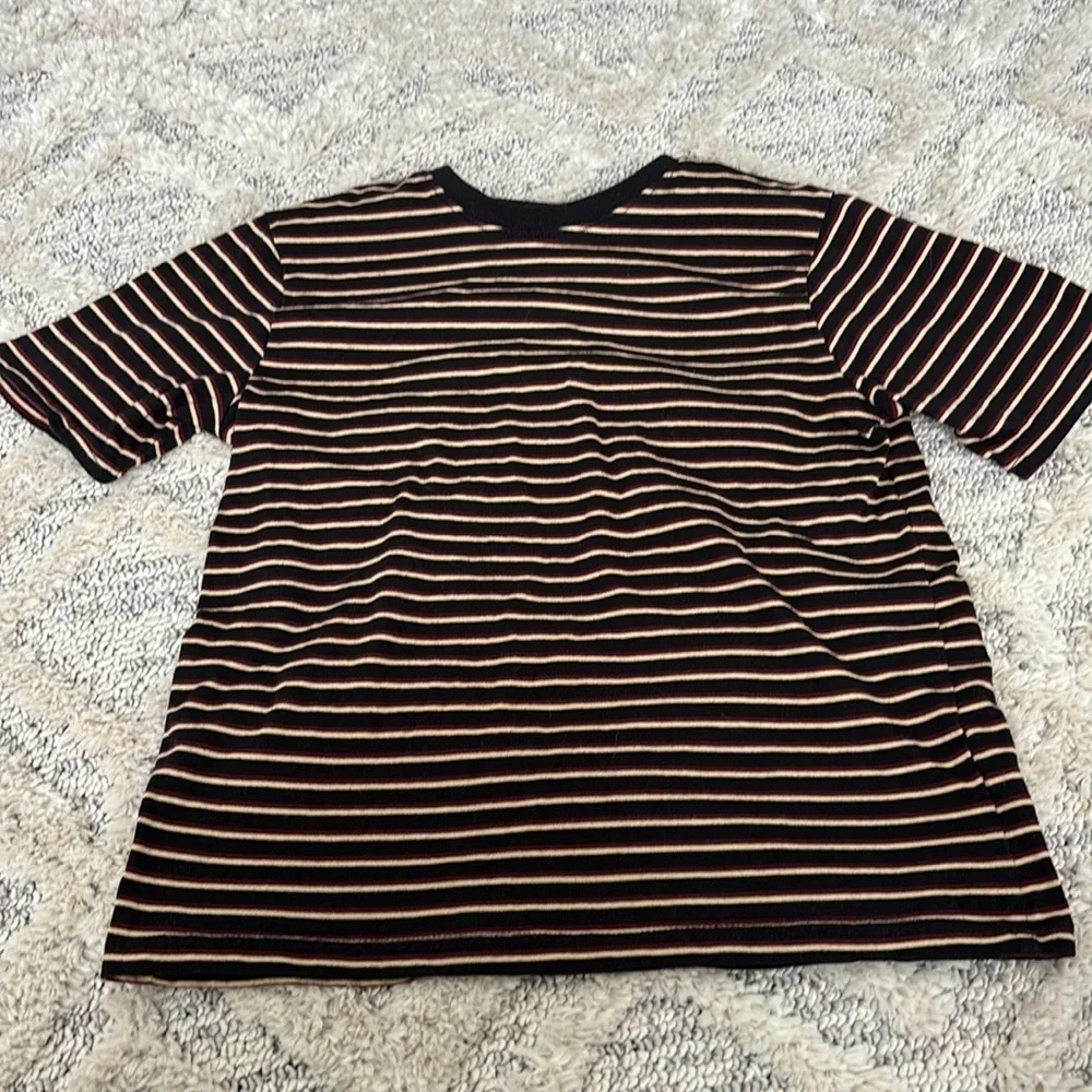 Wonder Nation boys shirt size 10-12 Large black, tan and maroon stripes